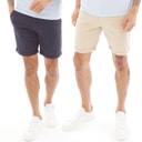 JACK & JONES Mens Dave Two Pack Chino Shorts Navy Blazer/Oxford Tan