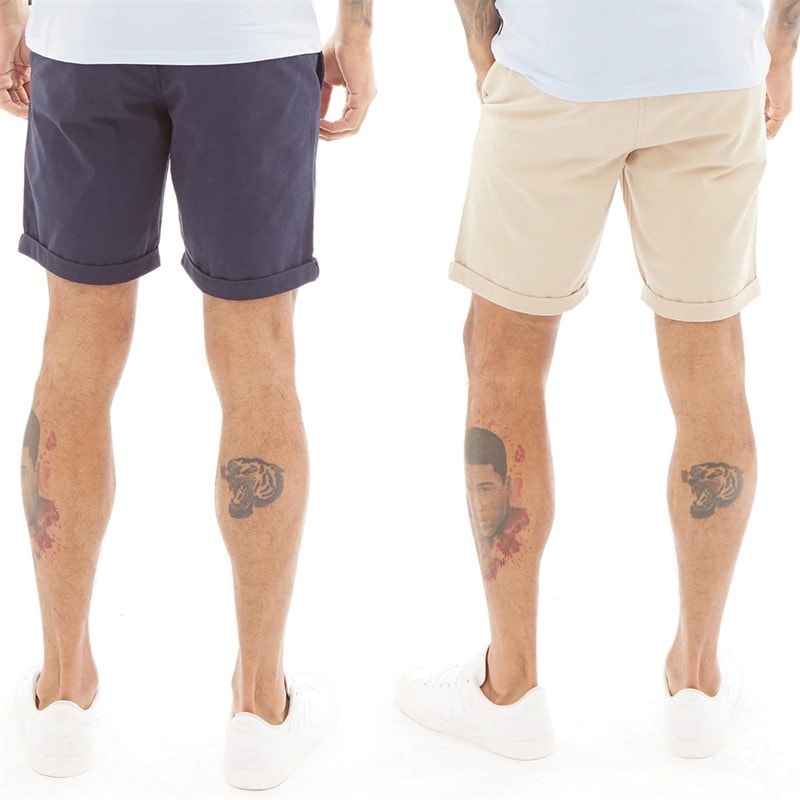 JACK & JONES Mens Dave Two Pack Chino Shorts Navy Blazer/Oxford Tan - Image 2