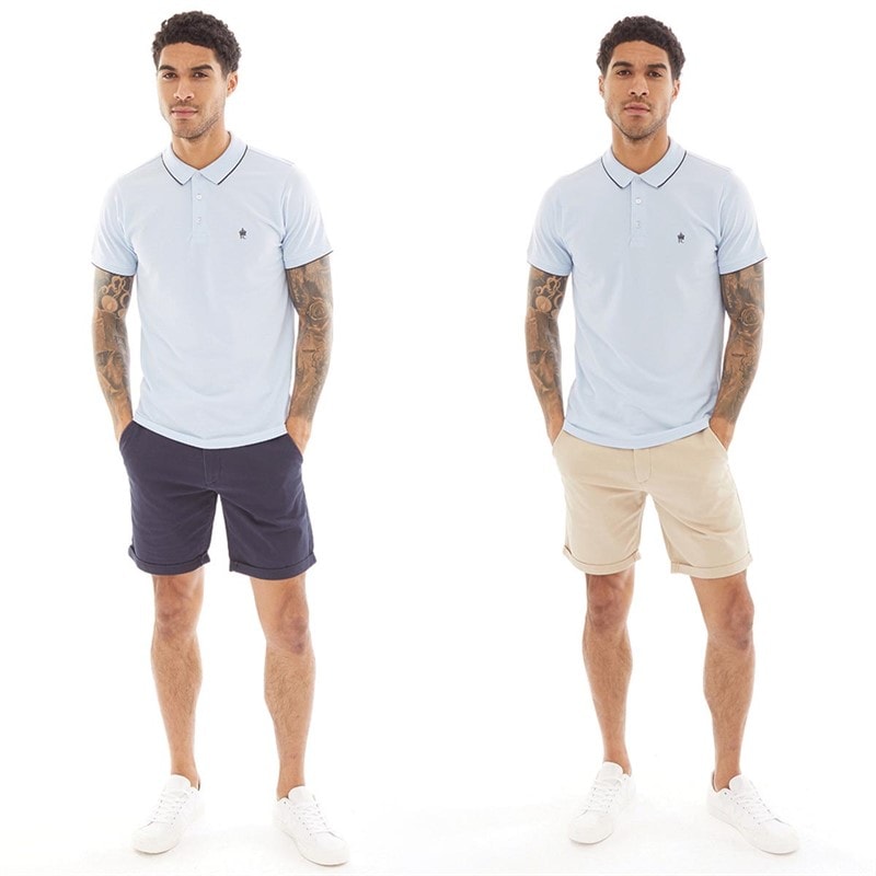 JACK & JONES Mens Dave Two Pack Chino Shorts Navy Blazer/Oxford Tan - Image 4