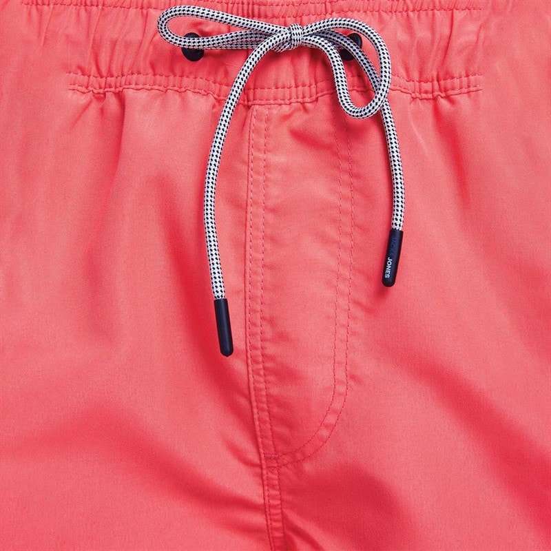JACK & JONES JACK AND JONES Mens Aruba Plain Swim Shorts Hot Coral - Image 2