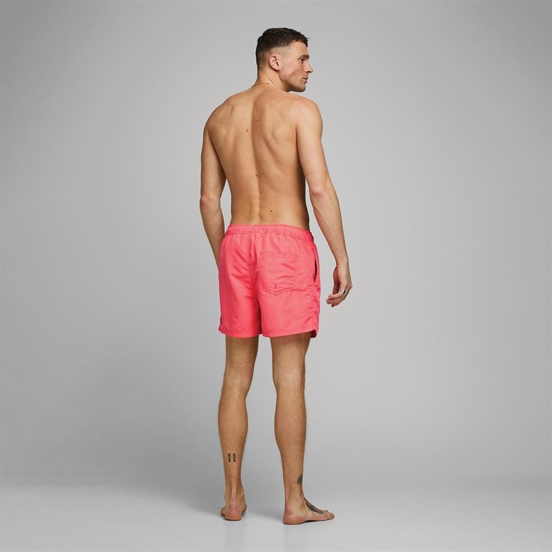 JACK & JONES JACK AND JONES Mens Aruba Plain Swim Shorts Hot Coral - Image 5