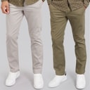 JACK & JONES Mens Bolton Dean AKM Two Pack Chinos Ghost Gray/Olive Night