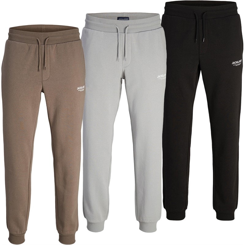 JACK & JONES Mens Mason Three Pack Joggers Black/Alloy/Falcon