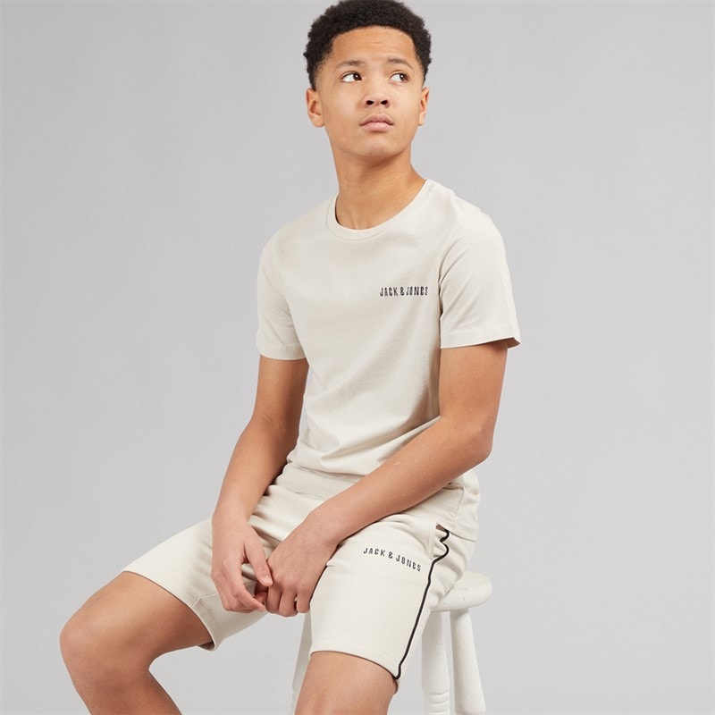 JACK & JONES Boys Kai T-Shirt And Shorts Set Moonbeam - Image 1