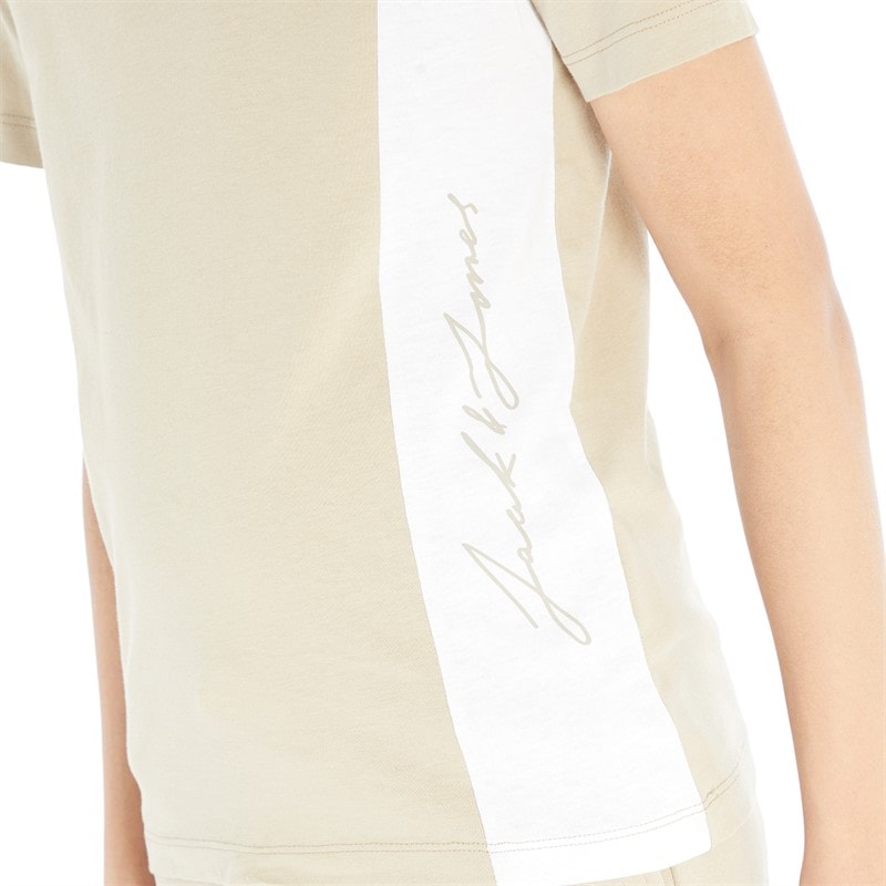 JACK & JONES Boys Jax Blocking T-Shirt And Shorts Set Crockery/White - Image 3