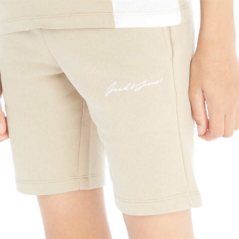 JACK & JONES Boys Jax Blocking T-Shirt And Shorts Set Crockery/White - Image 4