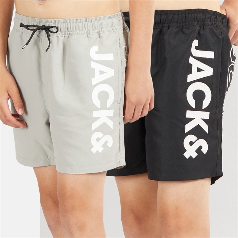 JACK & JONES Boys Aruba Two Pack Swim Shorts Black/Ghost Grey - Image 1