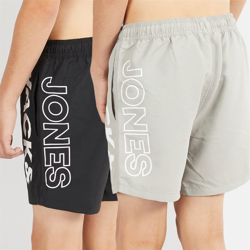 JACK & JONES Boys Aruba Two Pack Swim Shorts Black/Ghost Grey - Image 2