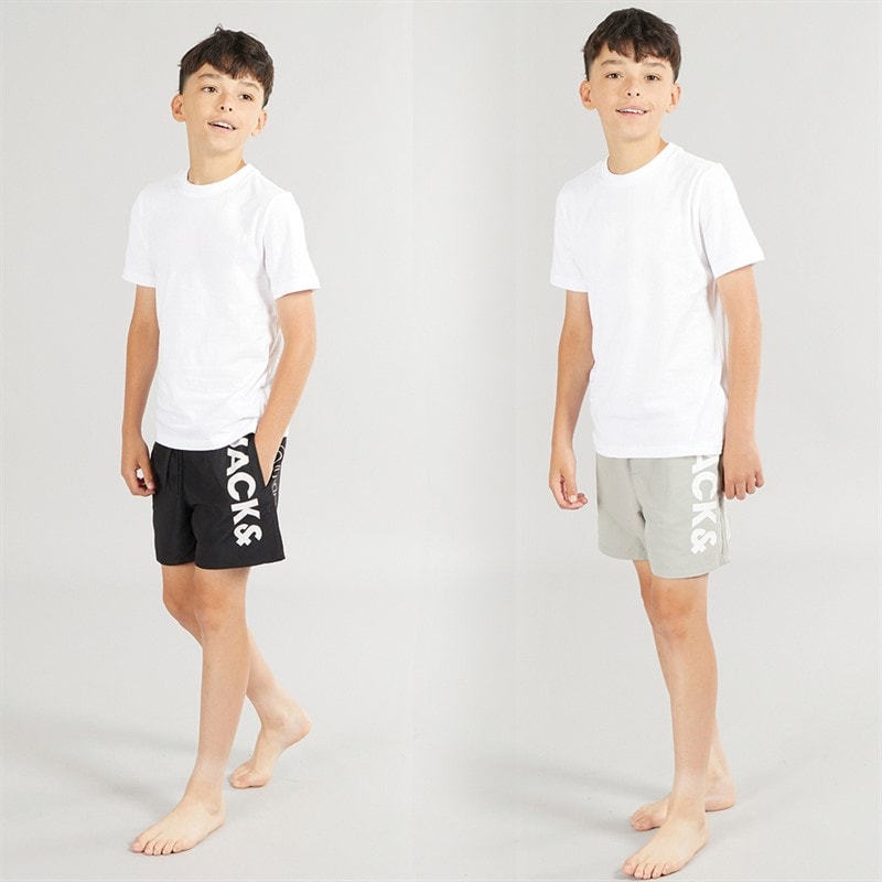 JACK & JONES Boys Aruba Two Pack Swim Shorts Black/Ghost Grey - Image 4