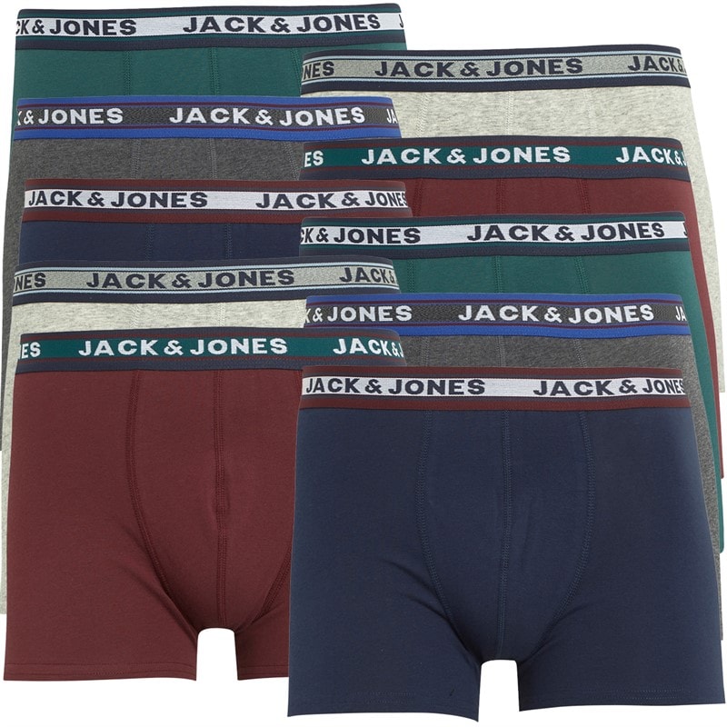 JACK & JONES Mens Solid Ten Pack Boxer Trunks Multi