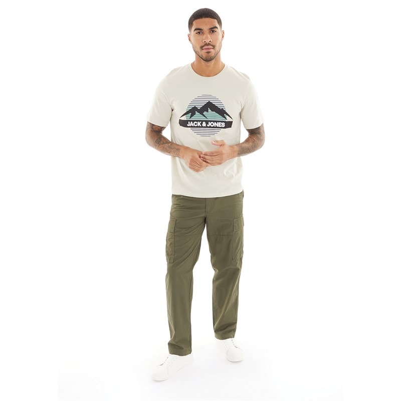 JACK & JONES Mens Karl Evans Wider Fit Cargo Pants Olive Night - Image 3