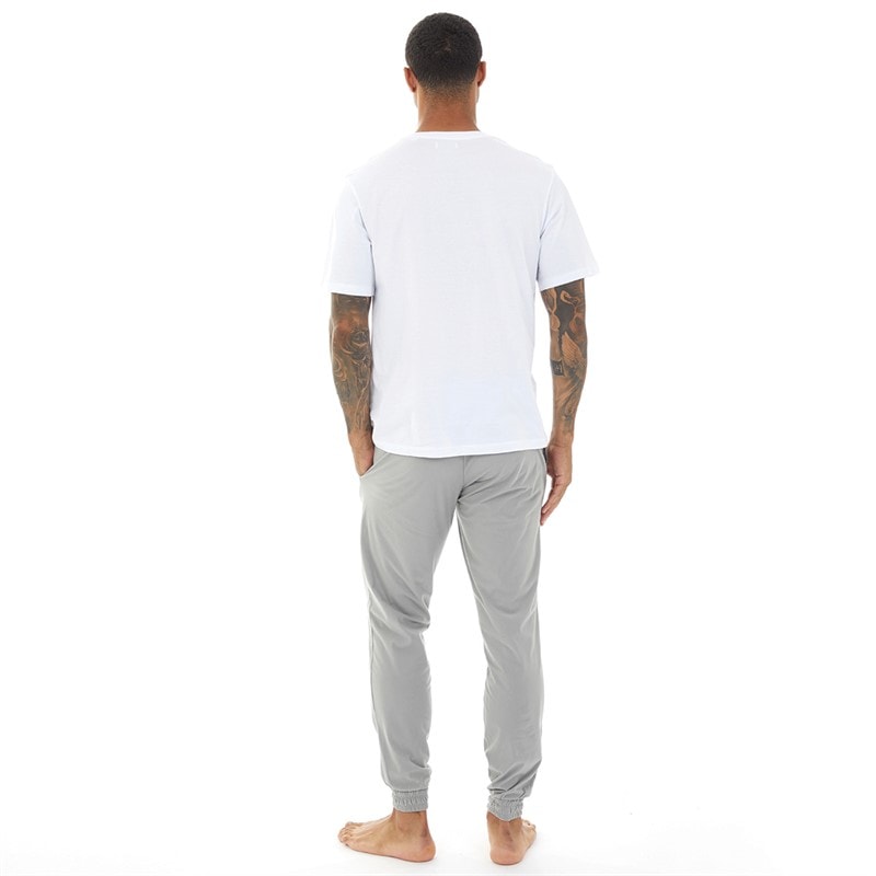 JACK & JONES Mens Solid Loungewear Set White/Light Grey Melange - Image 2