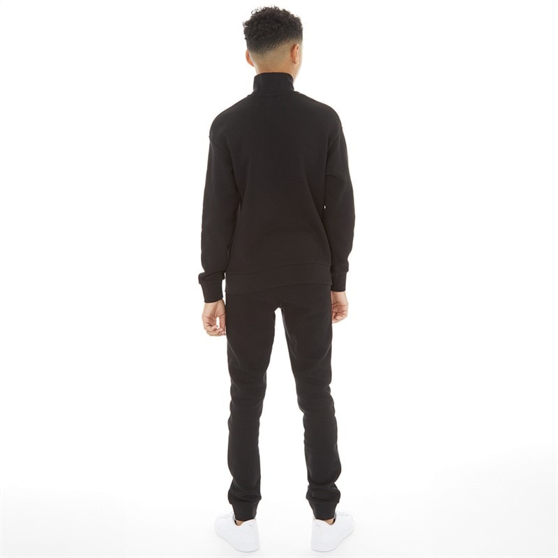 JACK & JONES Boys Vesterbro Quarter Zip Set Sweatshirt And Jogger Tracksuit Black - Image 2