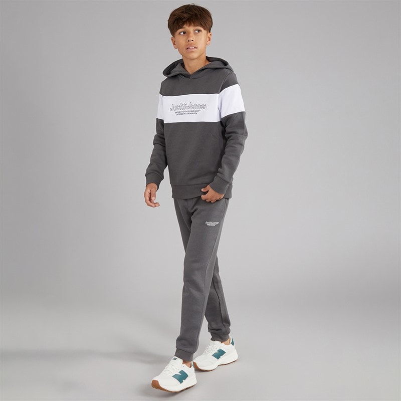 JACK & JONES Boys Lakewood Tracksuit Iron Gate - Image 4