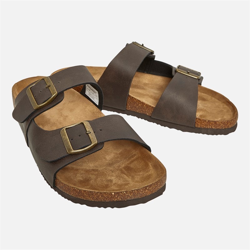 JACK & JONES Mens Oslo PU Sandal Brown Suede