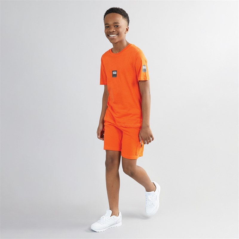 JACK & JONES Boys Drive T-Shirt And Shorts Set Flame - Image 4