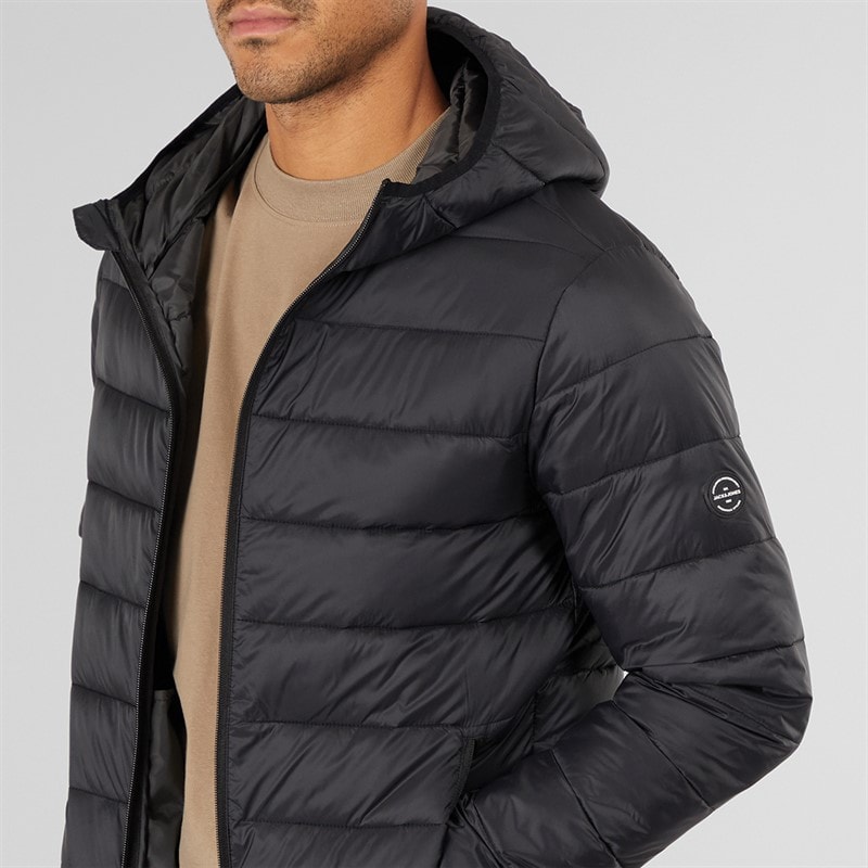 JACK & JONES Mens Wilson Hooded Puffer Jacket Black - Image 3