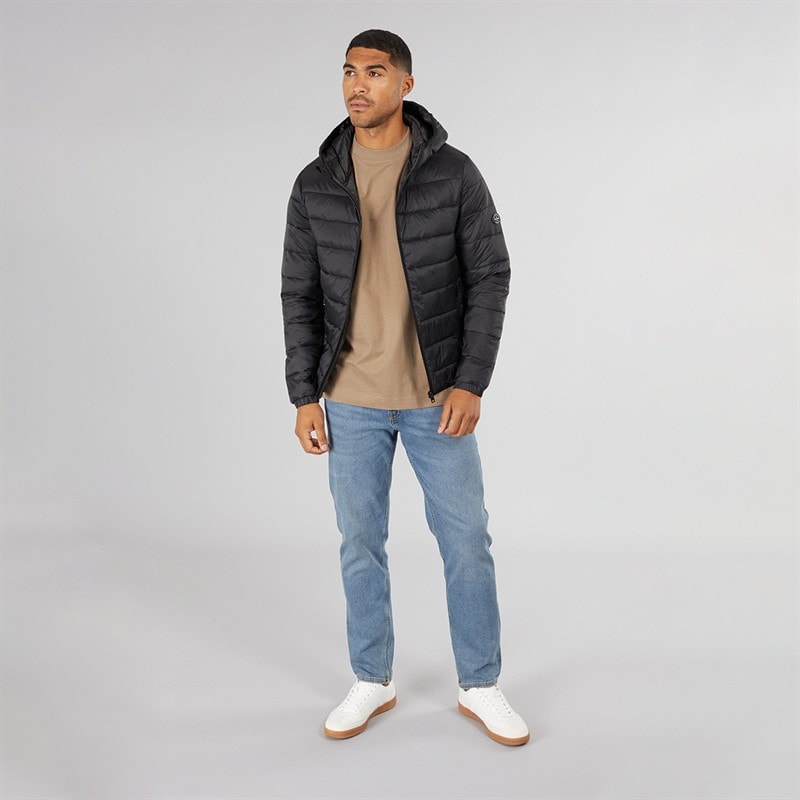 JACK & JONES Mens Wilson Hooded Puffer Jacket Black - Image 4