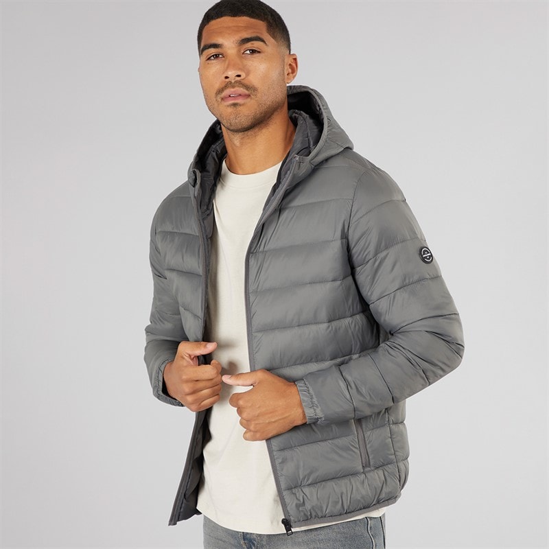 JACK & JONES Mens Wilson Hooded Puffer Jacket Castlerock - Image 1