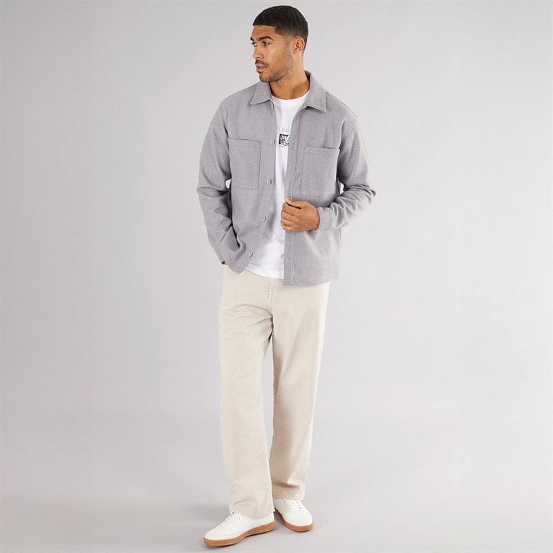 JACK & JONES Mens Baxter Overshirt Light Grey Marl - Image 3