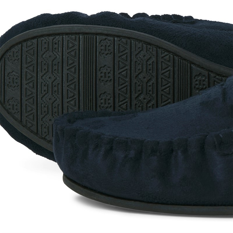 JACK & JONES Mens Bradford Moccasin Slippers Navy Blazer - Image 2