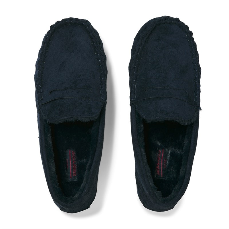 JACK & JONES Mens Bradford Moccasin Slippers Navy Blazer - Image 3