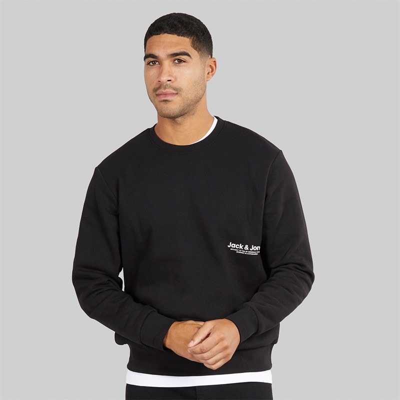 JACK & JONES Mens Vesterbro Side Sweatshirt Black/White