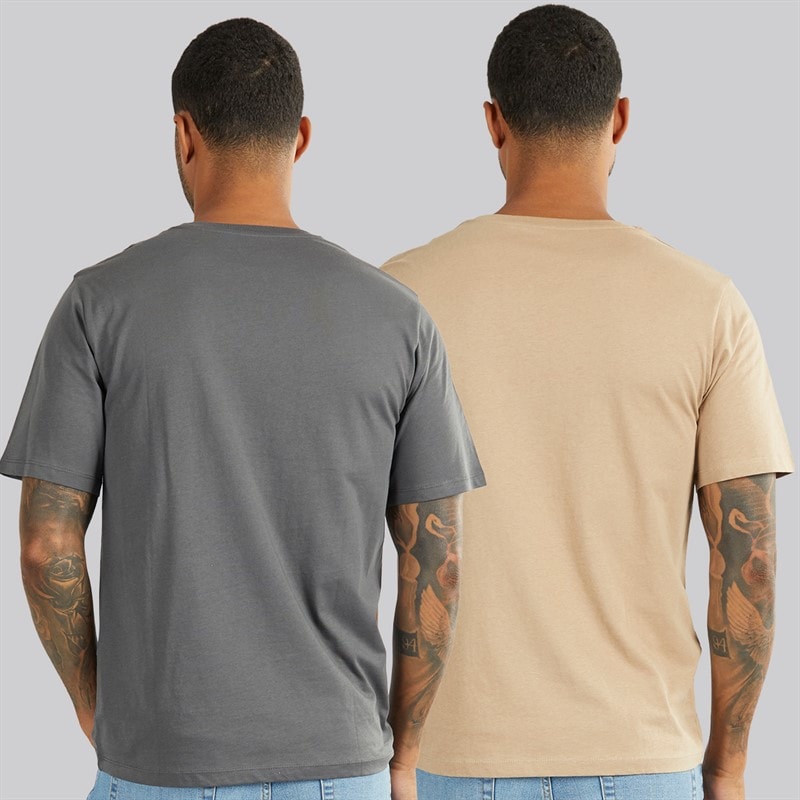 JACK & JONES Mens Cover Mountain Two Pack T-Shirts Asphalt/Silver Mink - Image 2