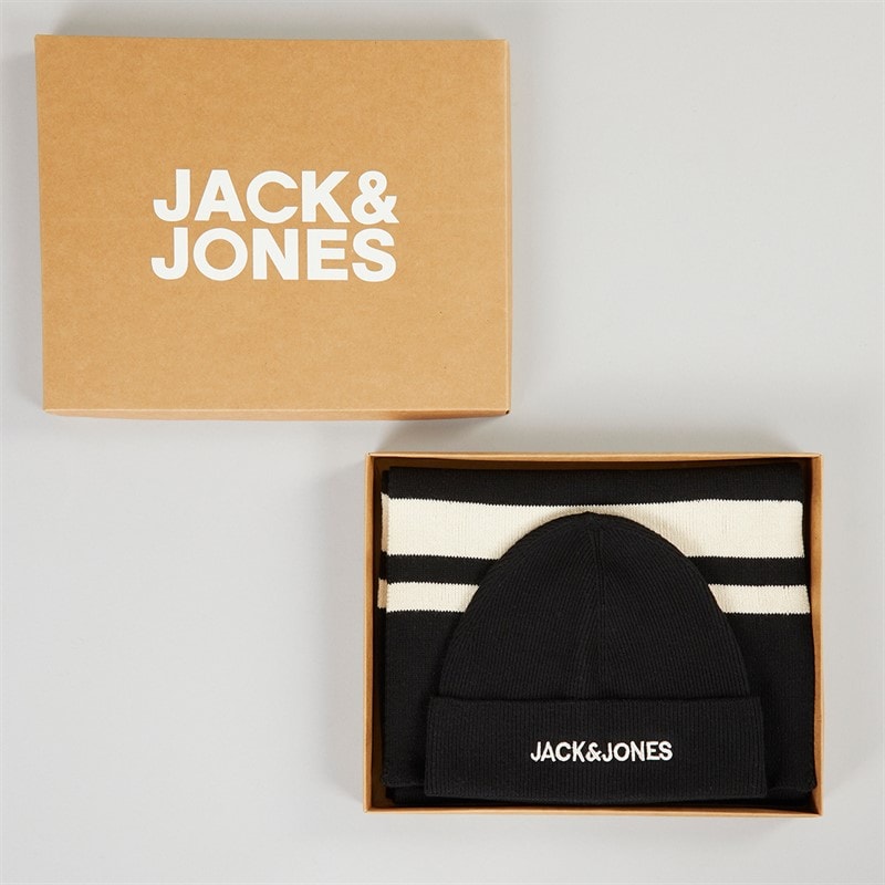 JACK & JONES Mens Jacbilly Beanie And Scarf Set Black - Image 2