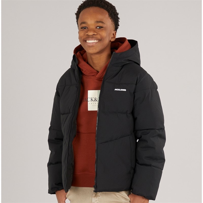 JACK & JONES Boys Brady Puffer Jacket Black - Image 1