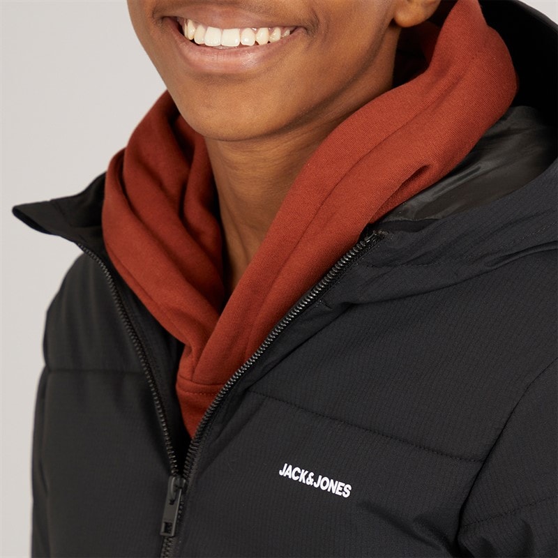 JACK & JONES Boys Brady Puffer Jacket Black - Image 4