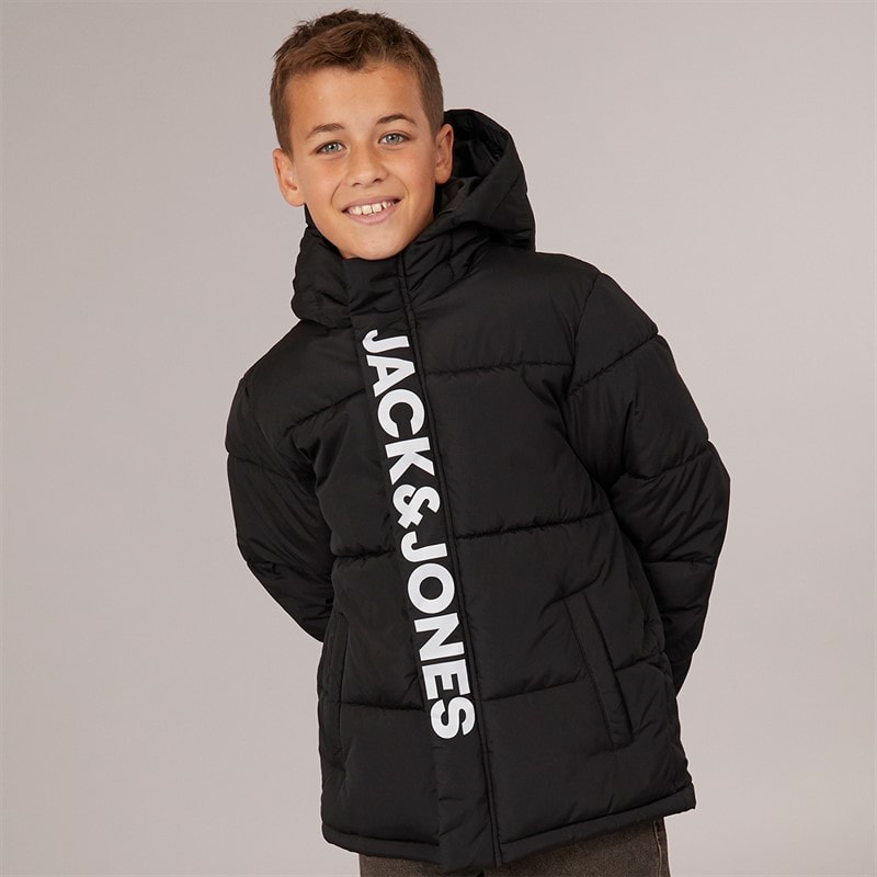 JACK & JONES Boys Haste Puffer Jacket Black - Image 3
