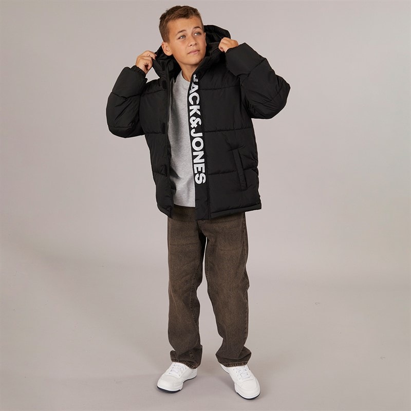 JACK & JONES Boys Haste Puffer Jacket Black - Image 4