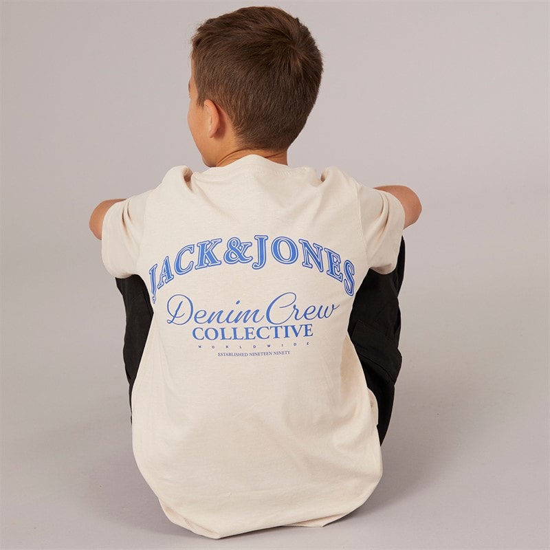 JACK & JONES Boys Brandes Back Two Pack T-Shirts Moonbeam/Ocean View - Image 3