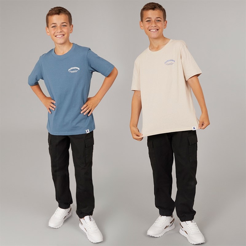 JACK & JONES Boys Brandes Back Two Pack T-Shirts Moonbeam/Ocean View - Image 4