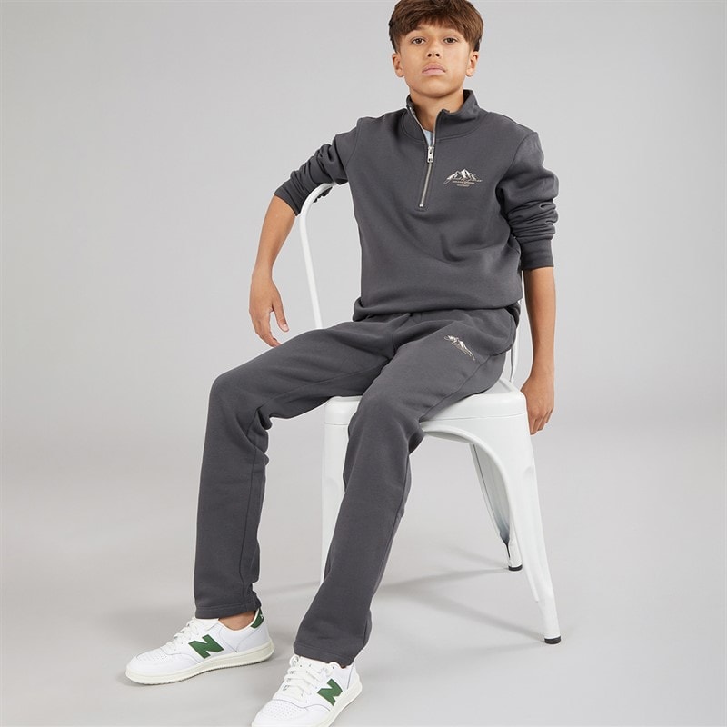 JACK & JONES Boys Mountain Sweat Quarter Zip Tracksuit Asphalt