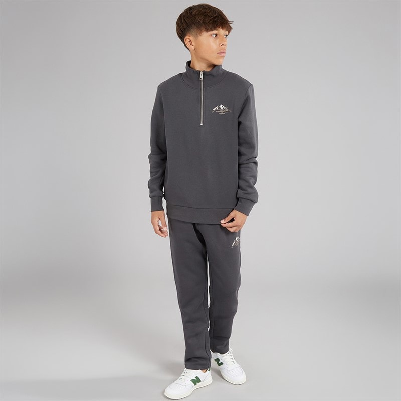 JACK & JONES Boys Mountain Sweat Quarter Zip Tracksuit Asphalt - Image 3