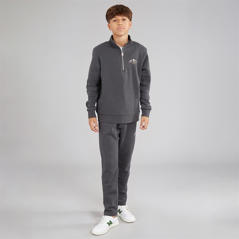 JACK & JONES Boys Mountain Sweat Quarter Zip Tracksuit Asphalt - Image 4