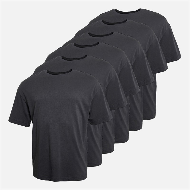 JACK & JONES Mens Gust Oversized Six Pack T-Shirts Asphalt - Image 1