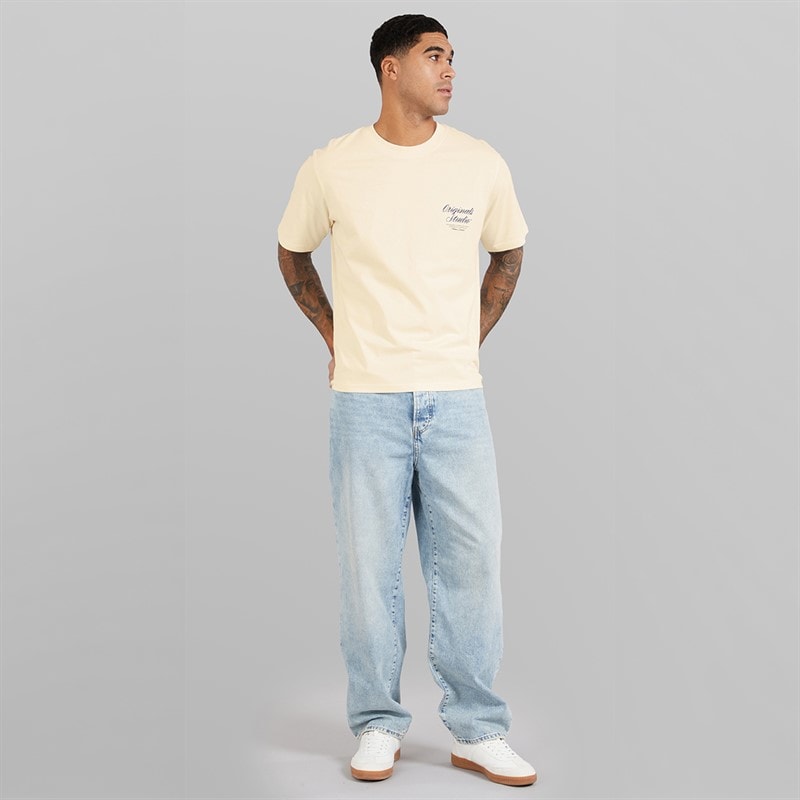 JACK & JONES Mens Norrebro Typo T-Shirt Antique White - Image 4