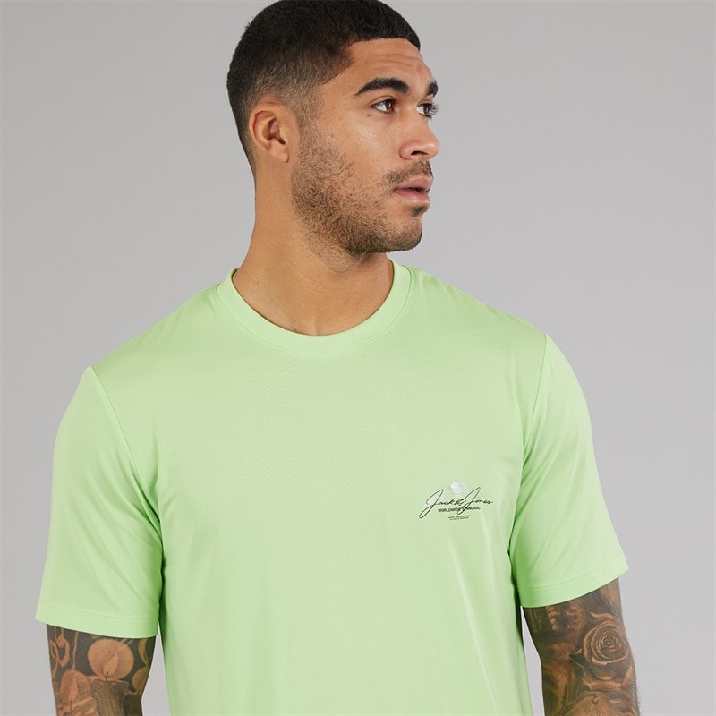 JACK & JONES Mens Mountain Tech T-Shirt And Shorts Set Paradise Green/Glazier Grey - Image 3