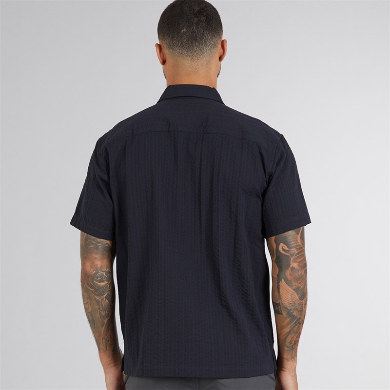 JACK & JONES Mens Eastern Seersucker Short Sleeve Shirt Black Beauty - Image 2