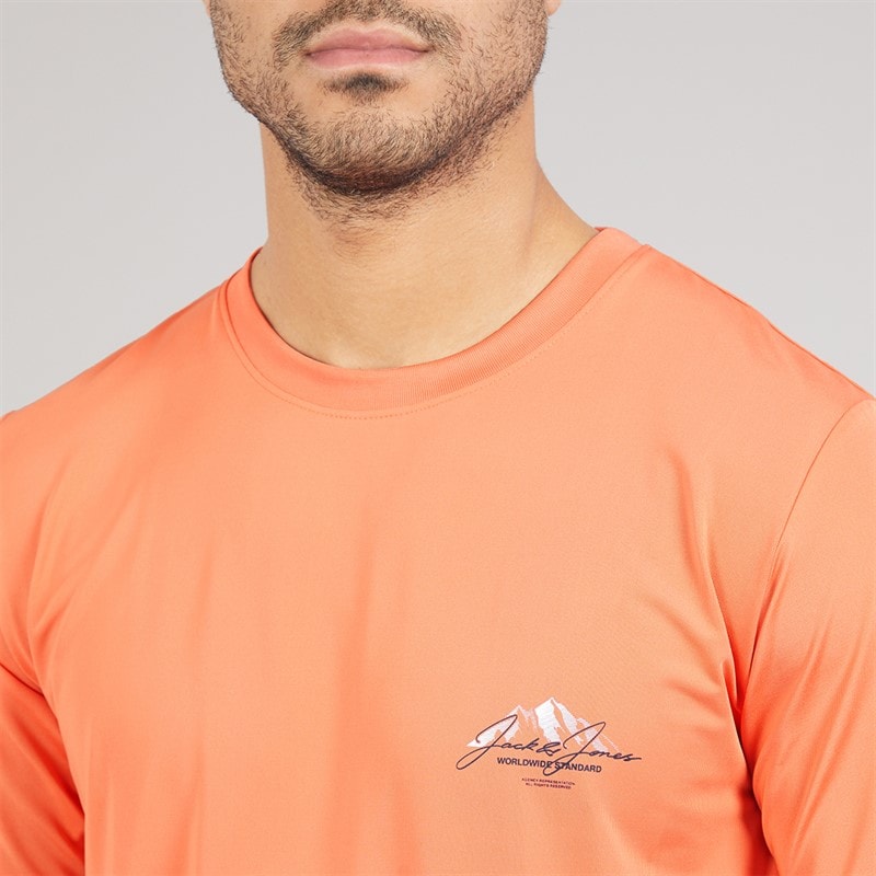 JACK & JONES Mens Mountain Tech T-Shirt And Shorts Set Tee Persimon/Short Paloma - Image 3