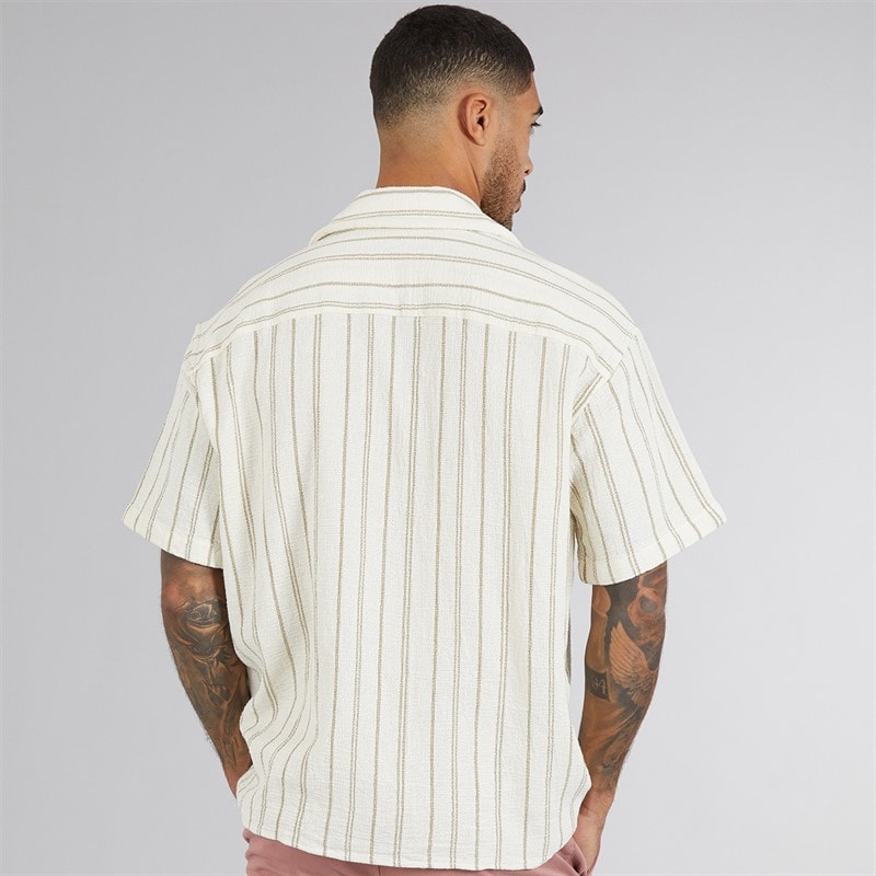 JACK & JONES Mens Coba Stripe Short Sleeve Shirt Cedar - Image 2