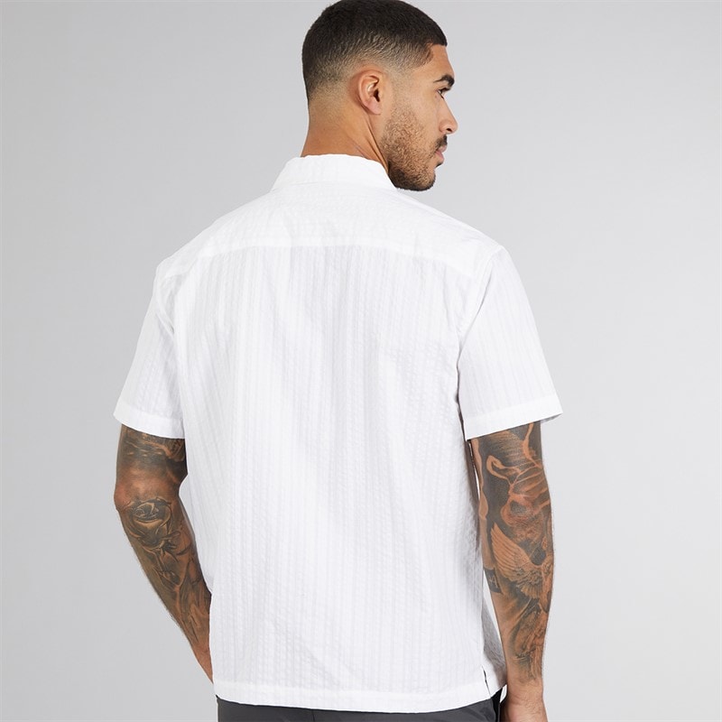 JACK & JONES Mens Eastern Seersucker Short Sleeve Shirt White - Image 2