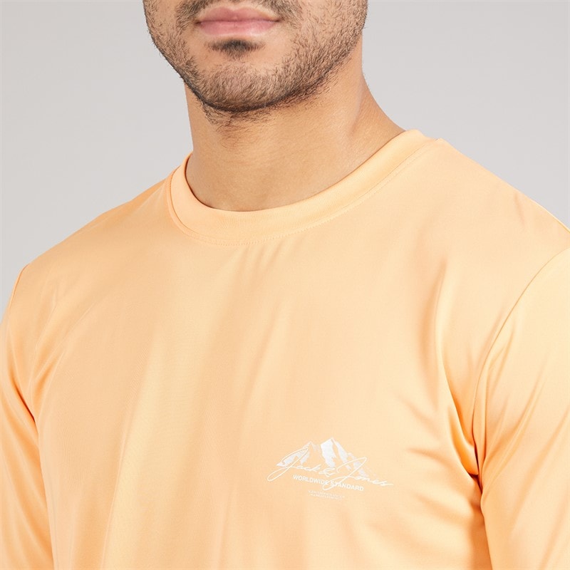JACK & JONES Mens Mountain Tech T-Shirt And Shorts Set Tee Cobbler/Short Asphalt Peach Cobbler/Short Asphalt - Image 3