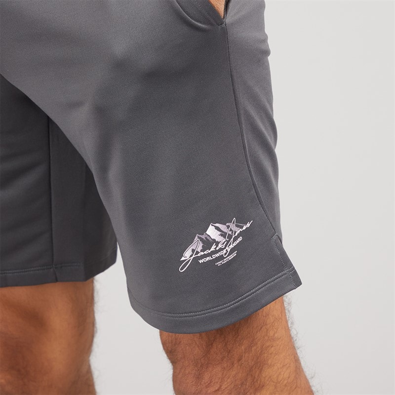 JACK & JONES Mens Mountain Tech T-Shirt And Shorts Set Tee Cobbler/Short Asphalt Peach Cobbler/Short Asphalt - Image 5
