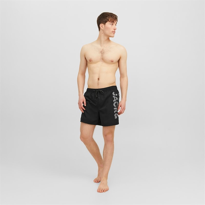 JACK & JONES Mens Aruba Jones Swim Shorts Black - Image 1