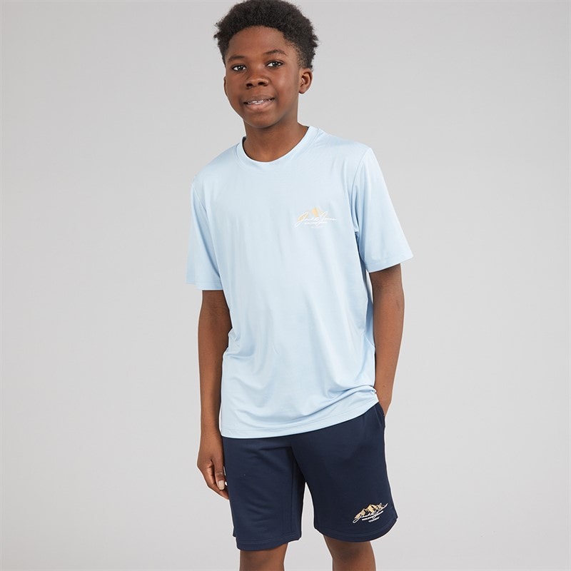 JACK & JONES Boys Mountain Tech T-Shirt And Shorts Set Cashmere Blue - Image 1