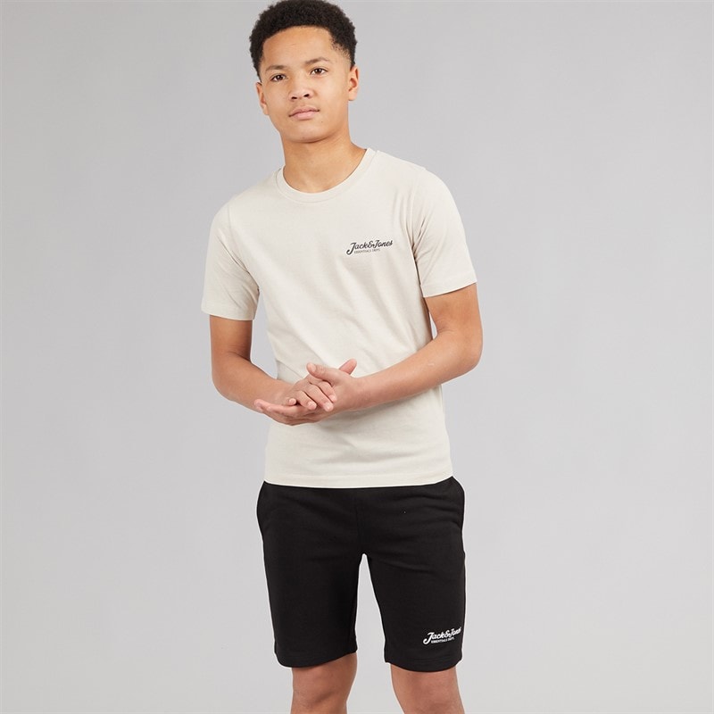 JACK & JONES Boys Beau T-Shirt And Shorts Set Moonbeam - Image 1